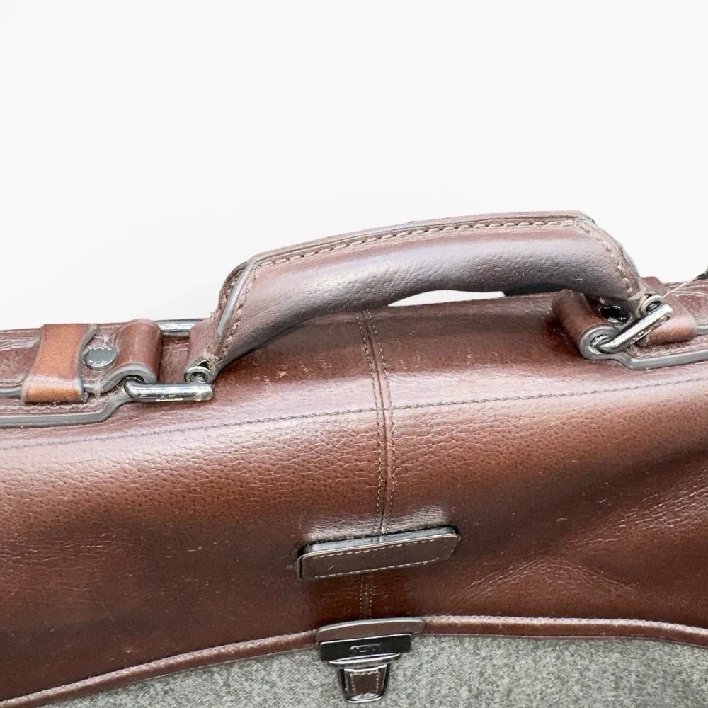 TUMI Bedford Carlisle Briefcase Laptop Bag Messenger Brown Leather Canvas